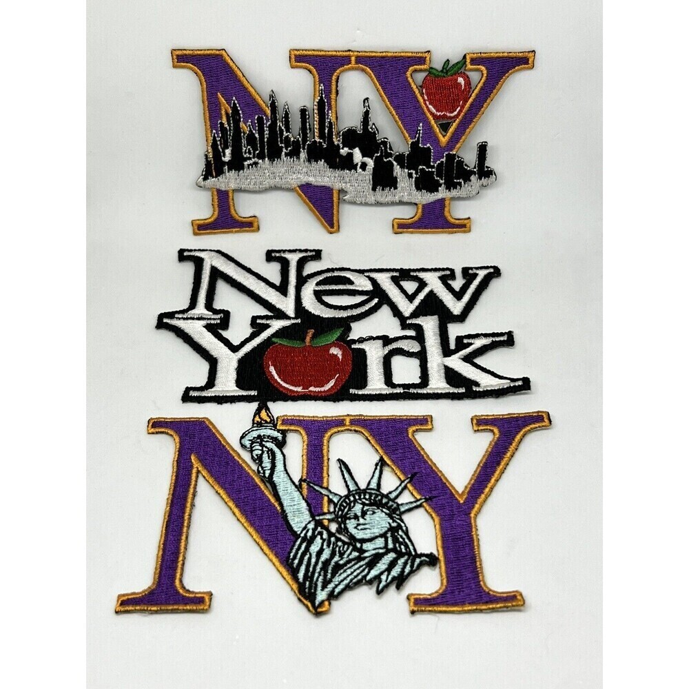 Set 3 NY Big Apple Statue Liberty Embroidered Patches 3"x5" Sew Iron-on NEW